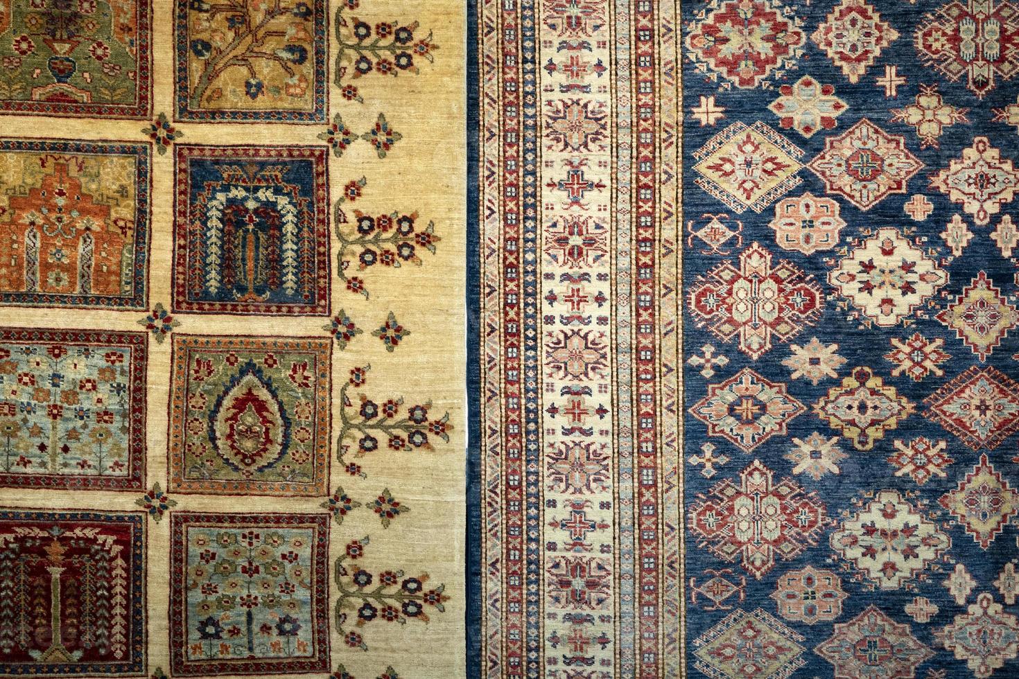 persian carpet old antique vintage in bazar shop market photo