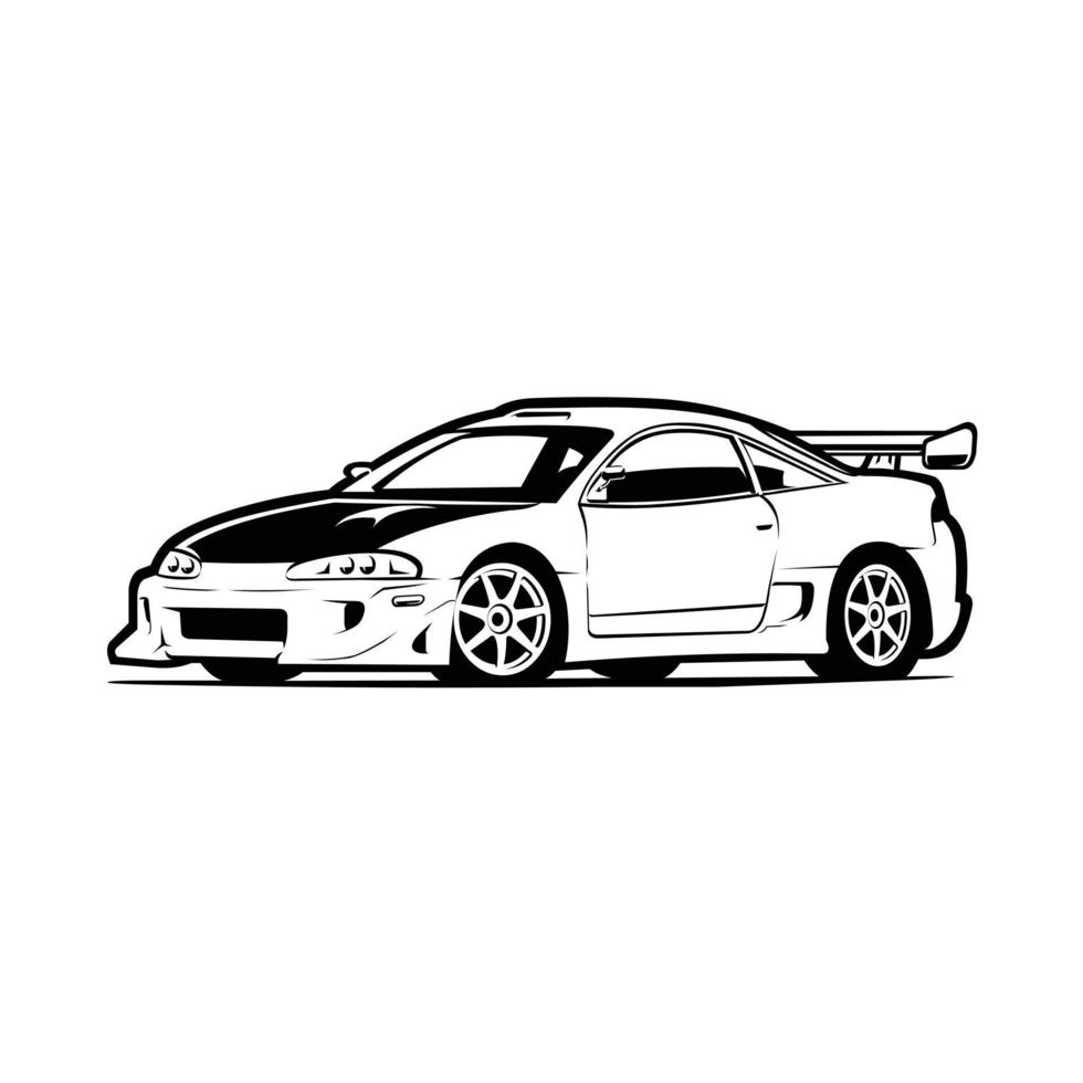 Japanese sport car silhouette vector art isolated. JDM car vector art