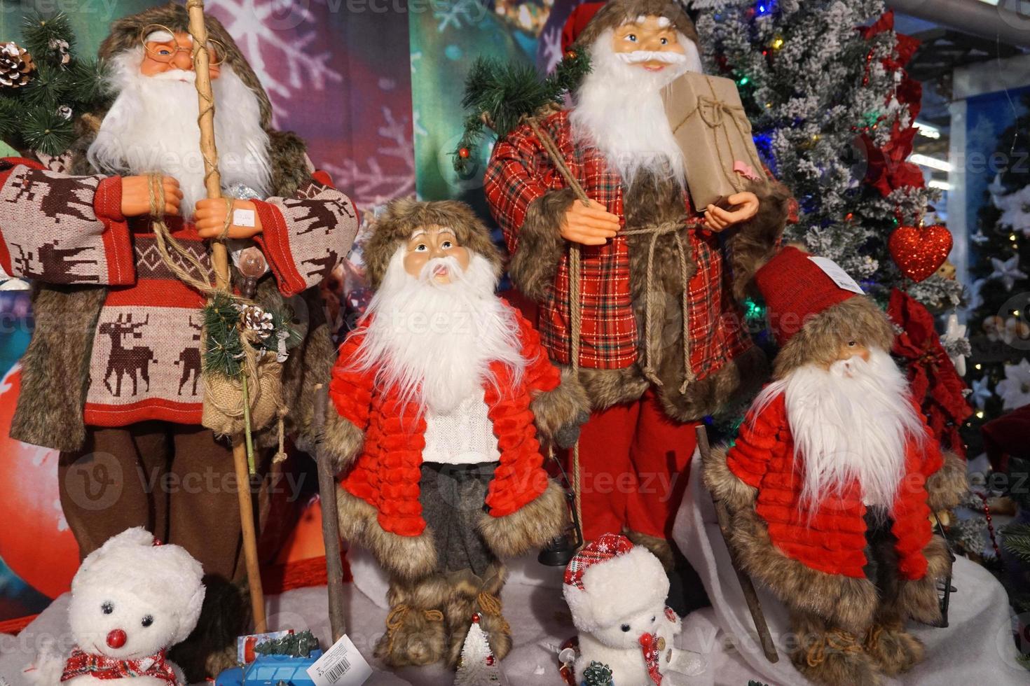 christmas tree decorations at street market photo