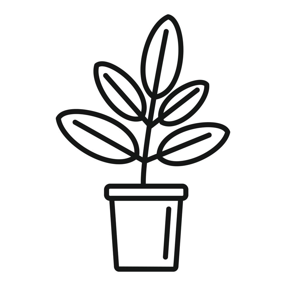 Long leaf icon outline vector. House pot vector