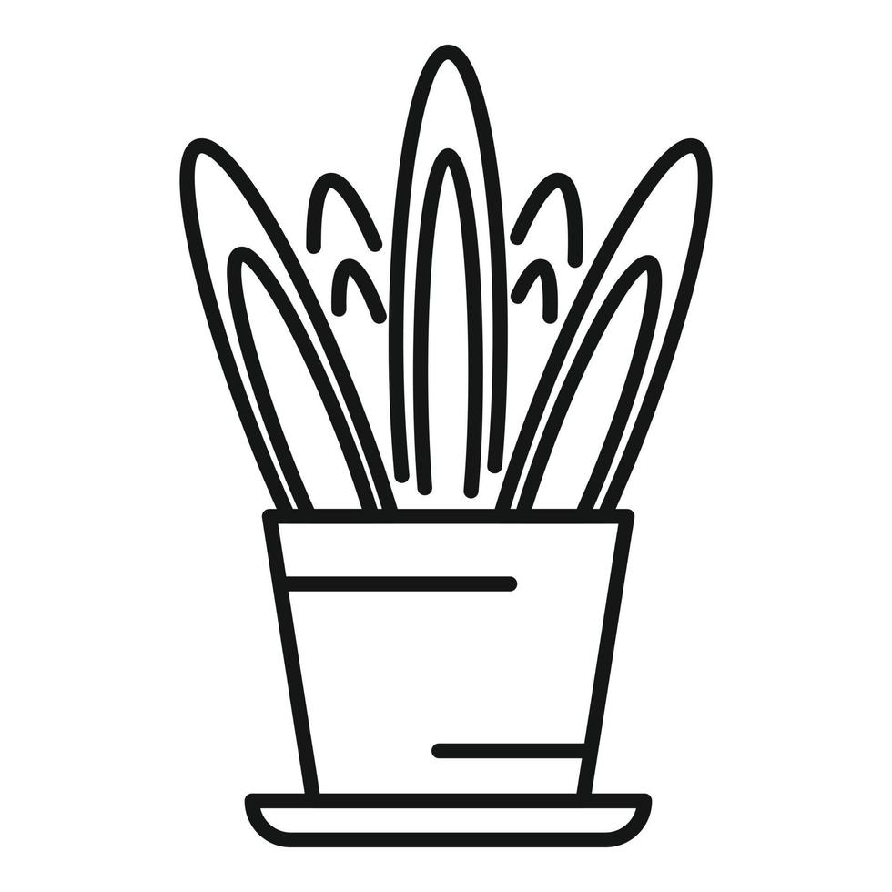 Long leaf plant icon outline vector. Flower pot vector