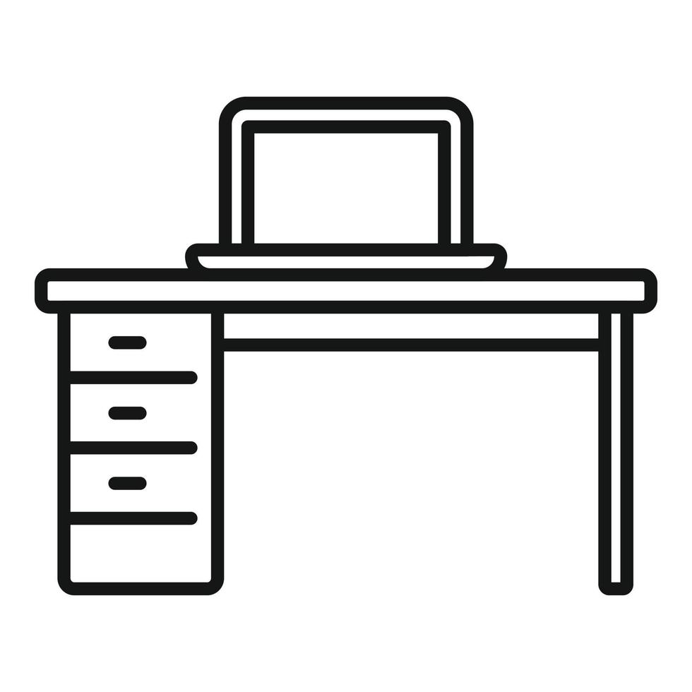 Office desk icon outline vector. Sit posture vector