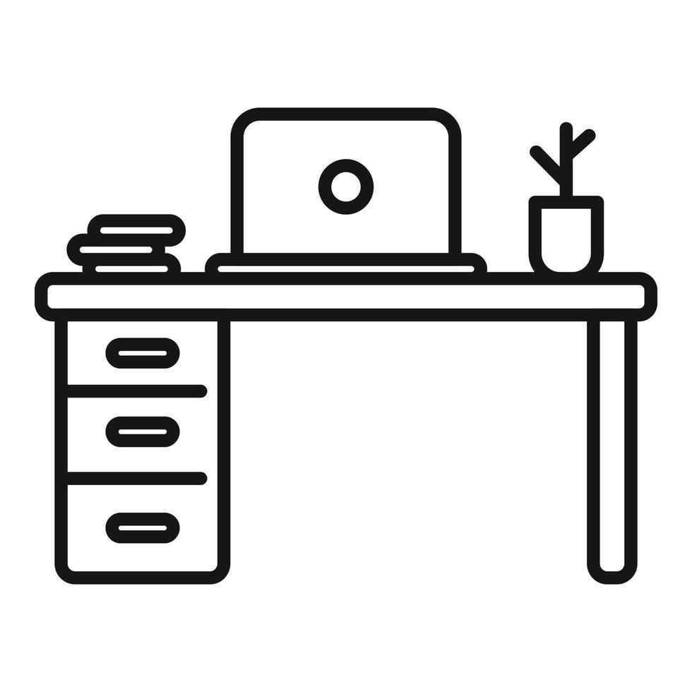 Laptop workspace icon outline vector. Office work vector