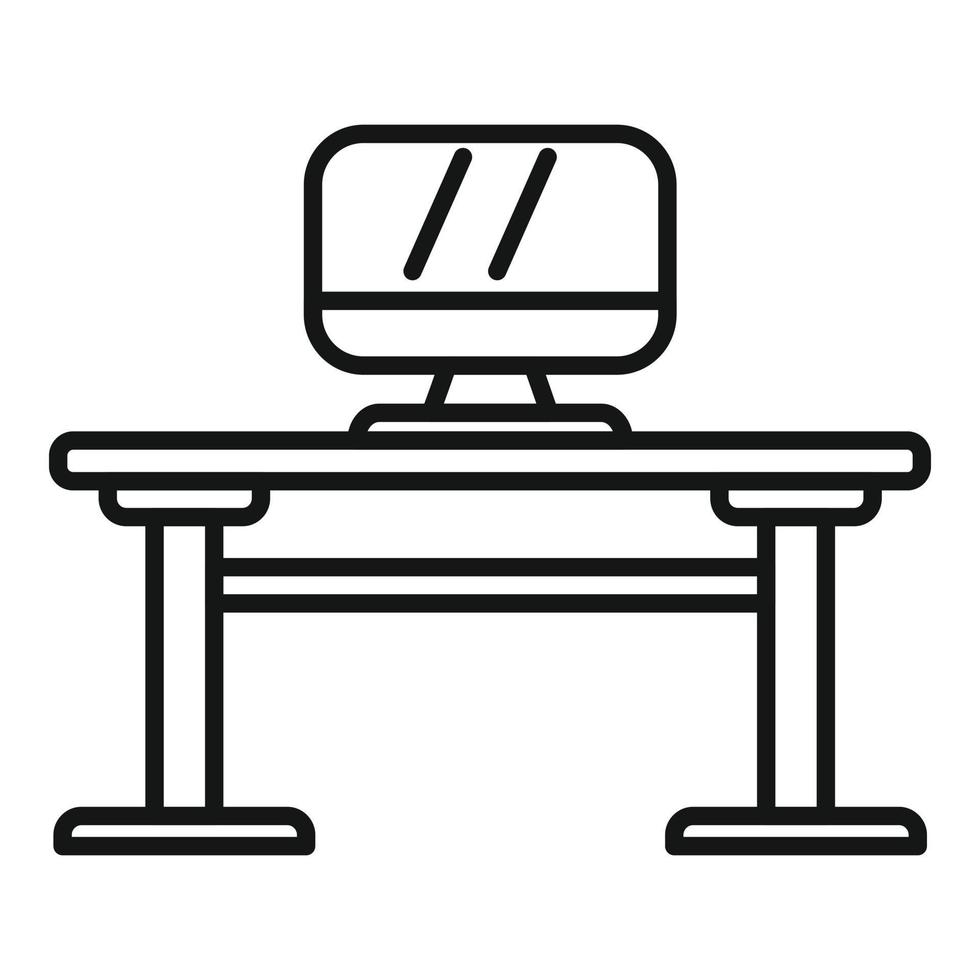 Work computer icon outline vector. Office sit vector