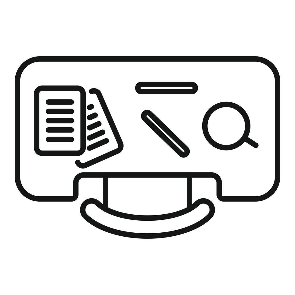 Top view ergonomic workplace icon outline vector. Office table vector