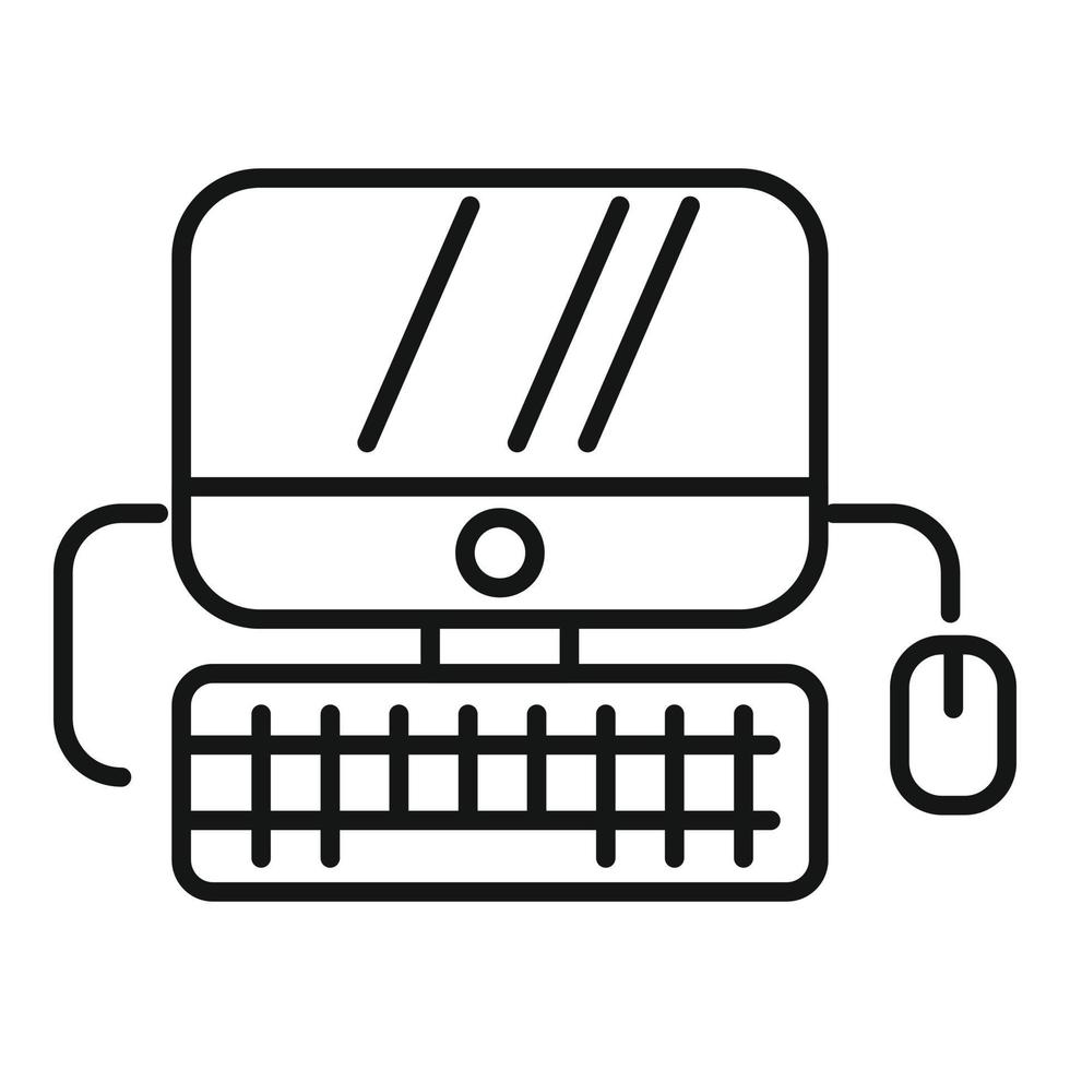 Work computer icon outline vector. Office sit vector