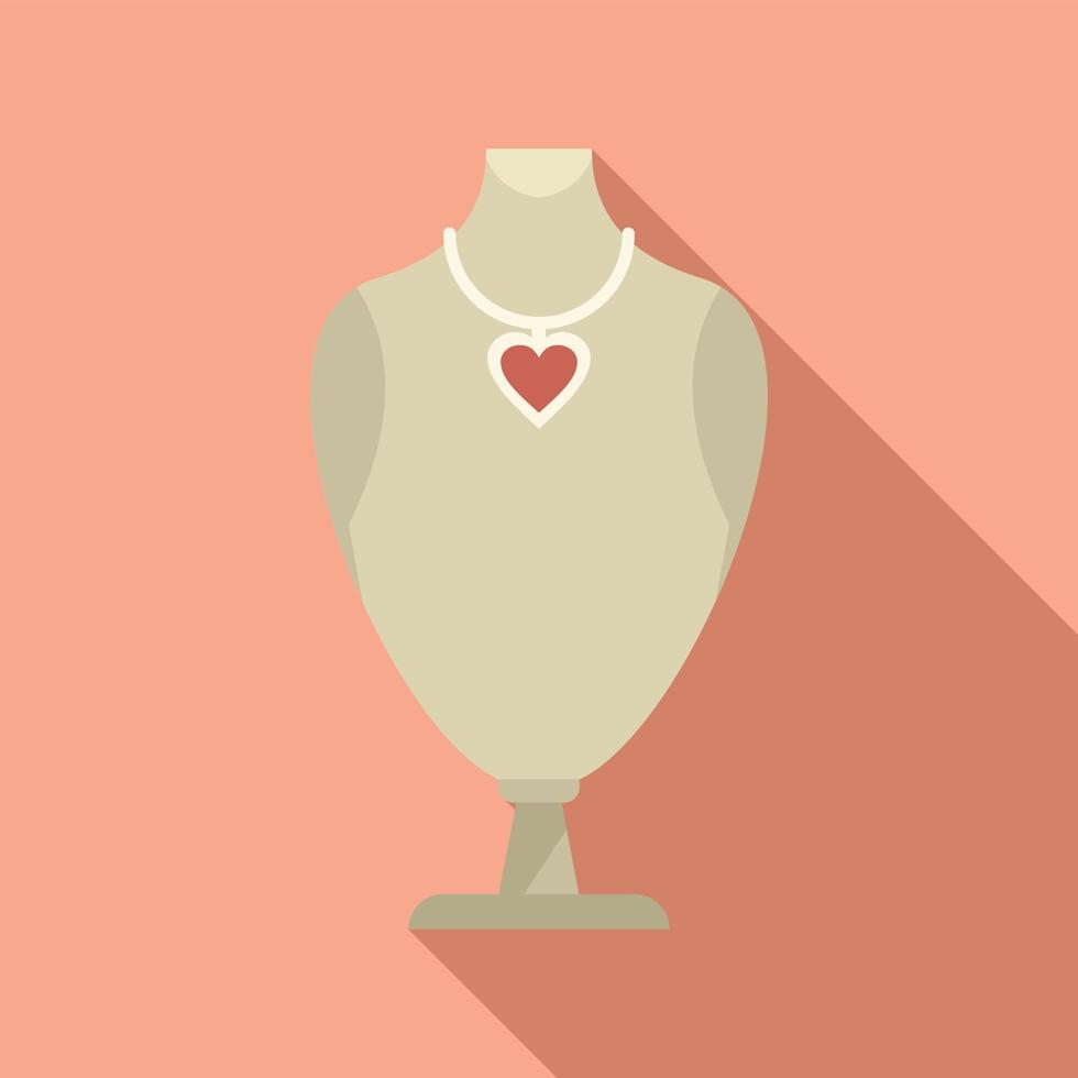 Heart jewelry dummy icon flat vector. Fashion bust vector