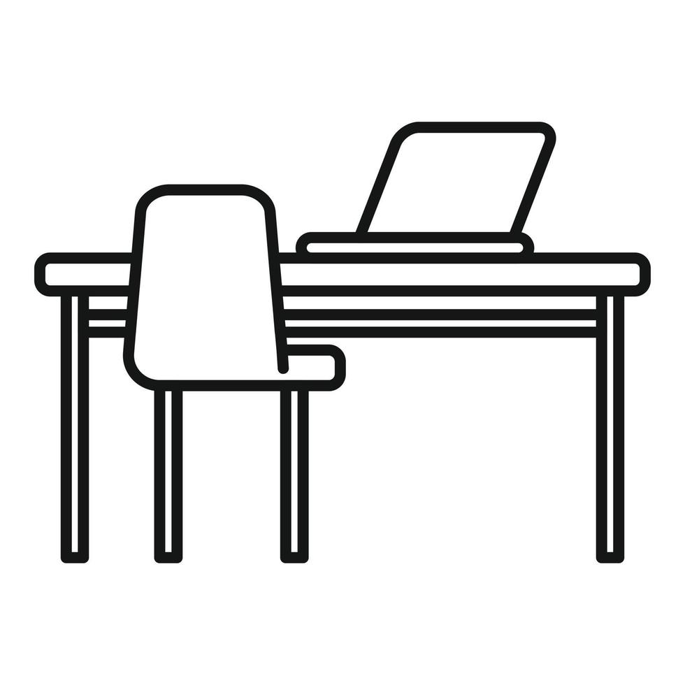 Laptop workplace icon outline vector. Office sit vector