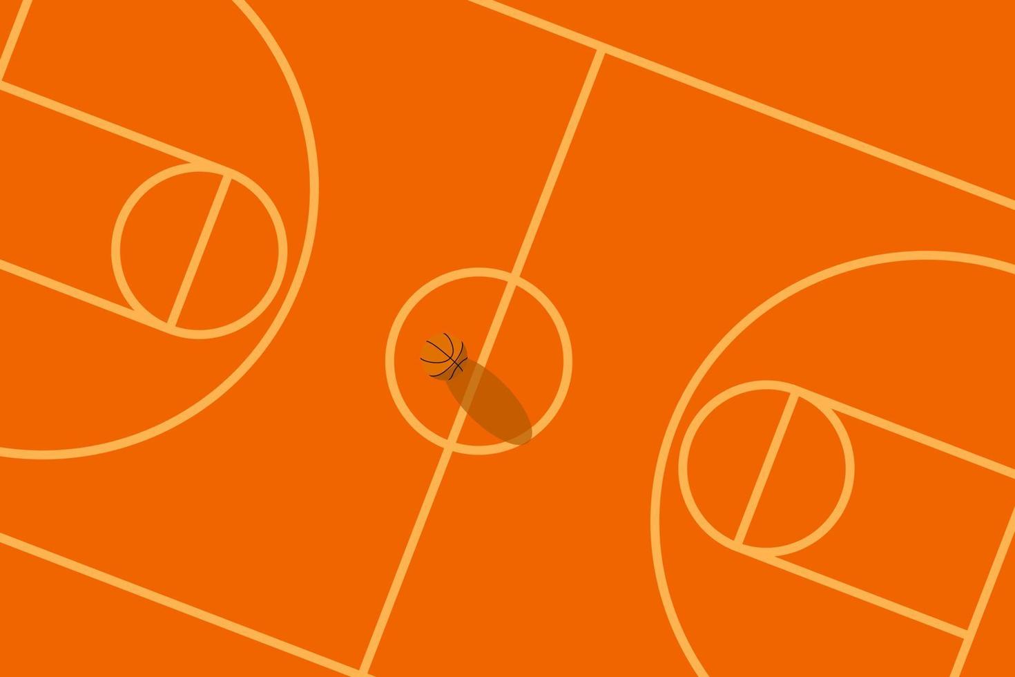 Sport vector graphic background basketball court with ball and shadow on the ground no people for background - illustration website card poster calendar printing