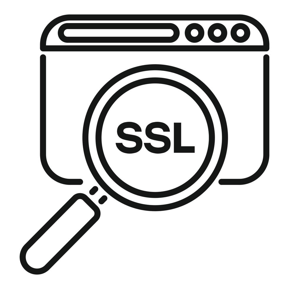 Search SSL certificate icon outline vector. Network security vector