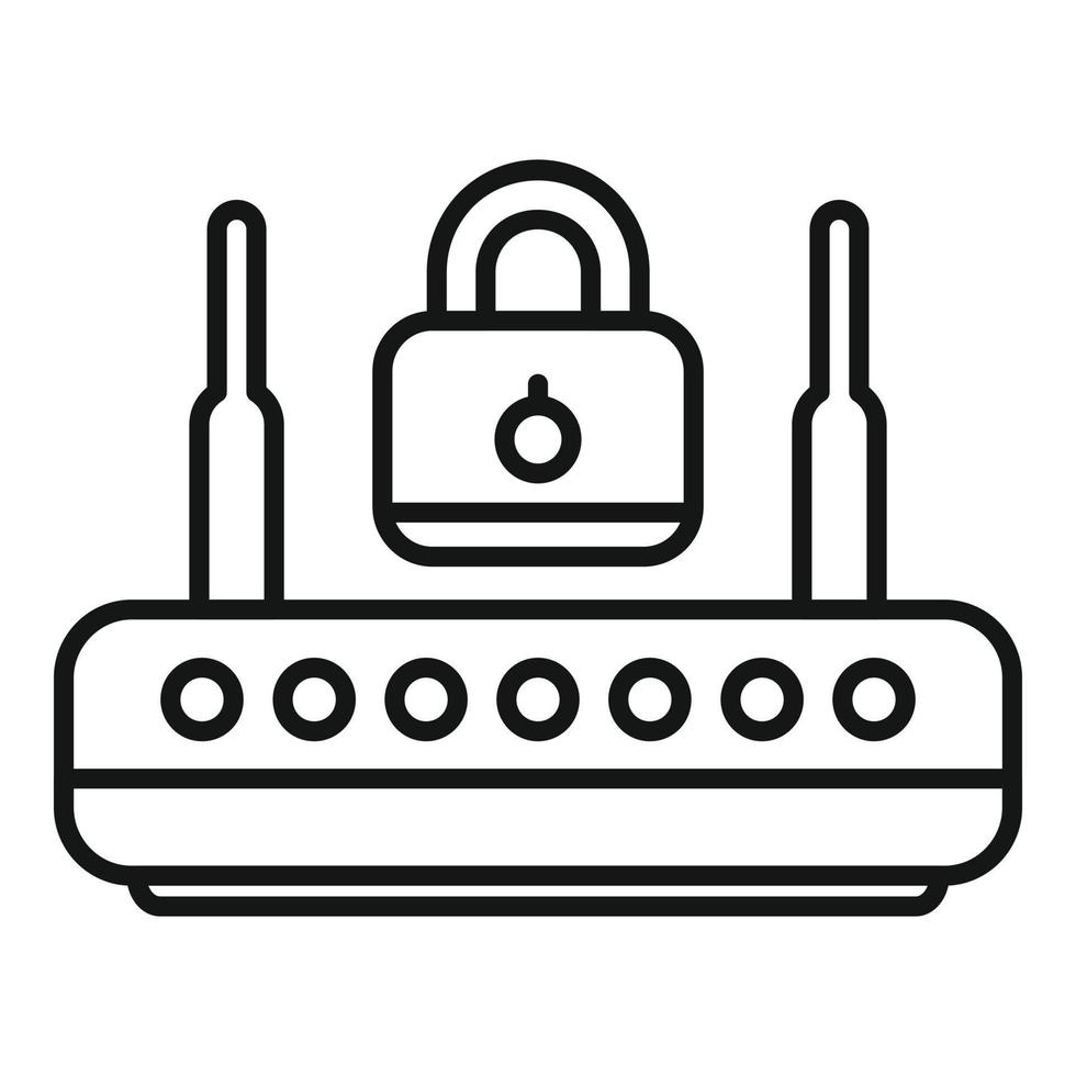 Wifi router password protection icon outline vector. Login mobile vector