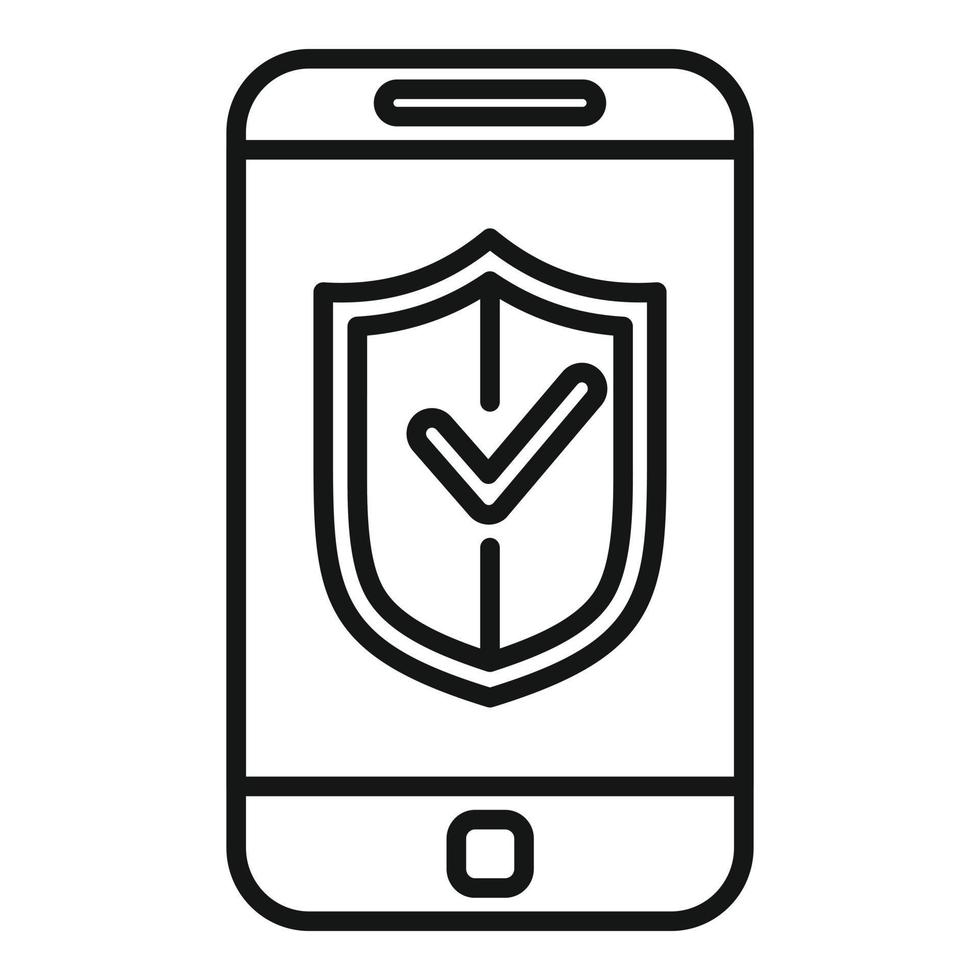 Secured phone icon outline vector. Mobile login vector