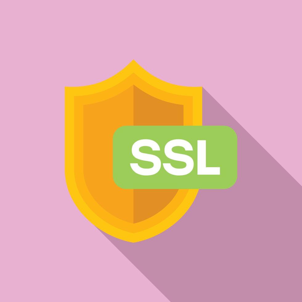 SSL certificate shield icon flat vector. Safe data vector