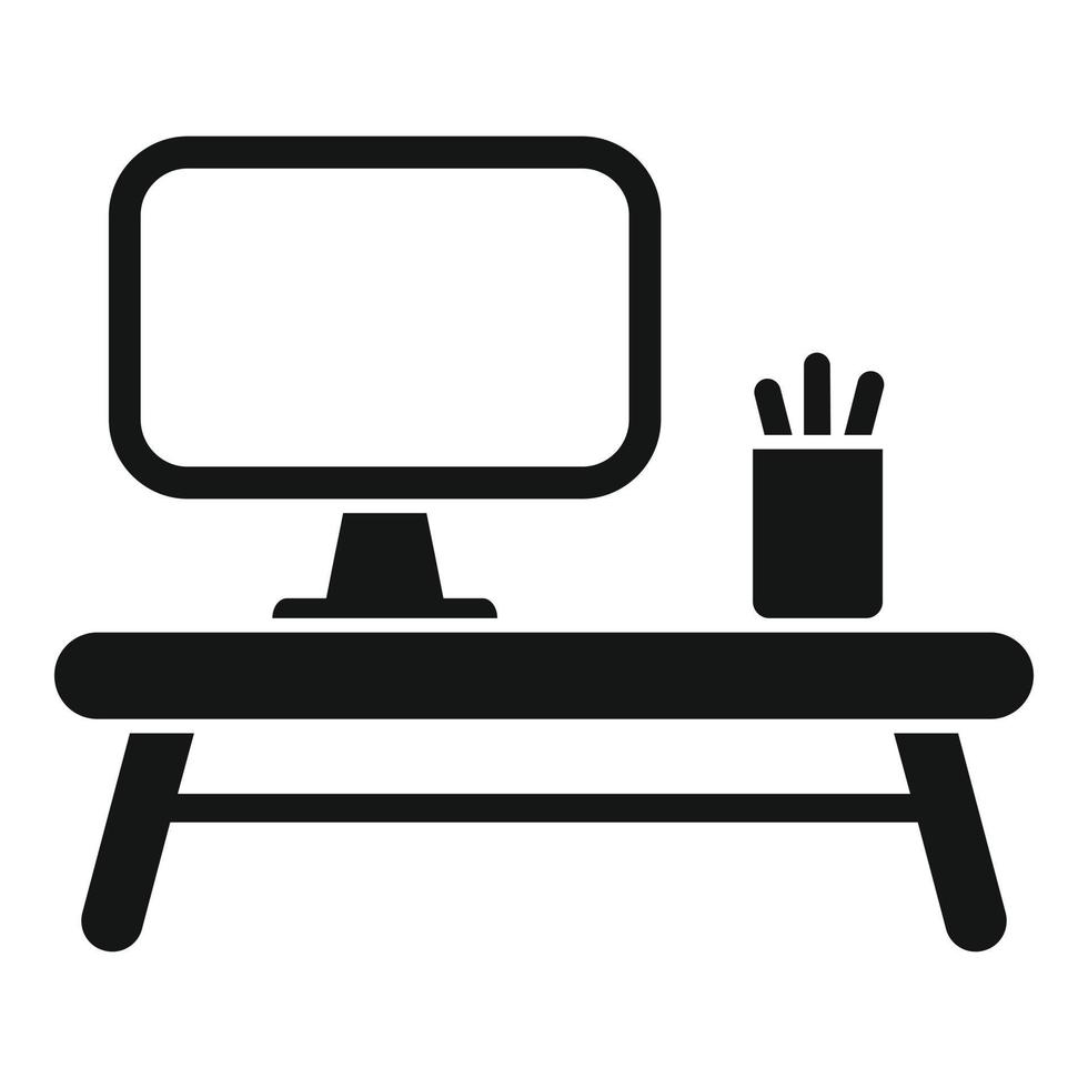 Work on computer icon simple vector. Office sit vector