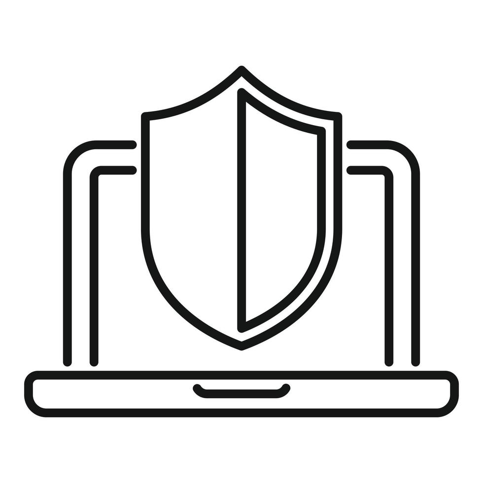 Laptop SSL certificate icon outline vector. Safe data vector