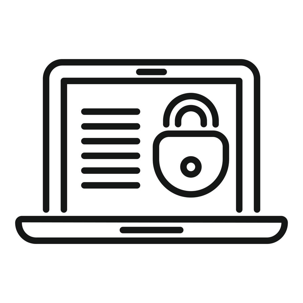 Laptop SSL certificate icon outline vector. Safety design vector