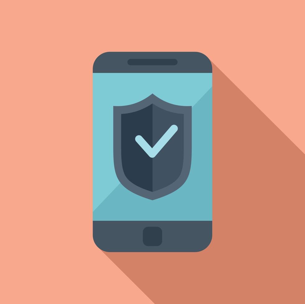 Secured phone icon flat vector. Mobile login vector