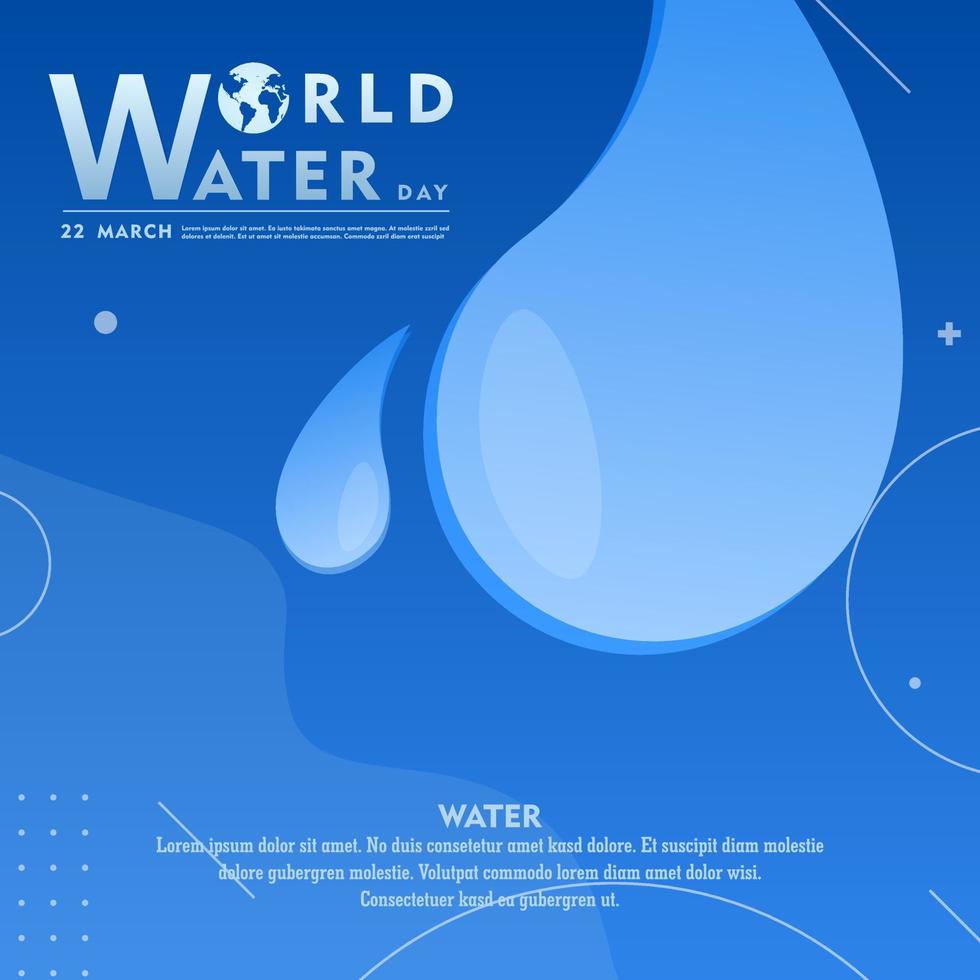 world water day background , greeting card or poster for campaign save water.  Save the water vector