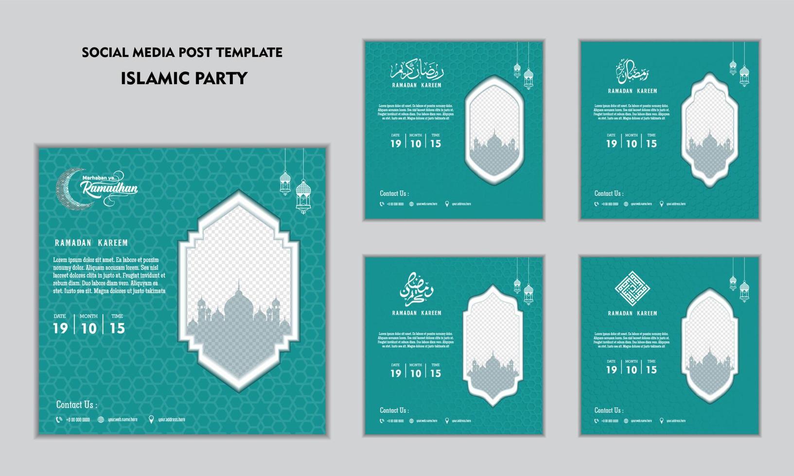 Set of social media post template for ramadan kareem and Good for and good for another islamic party vector