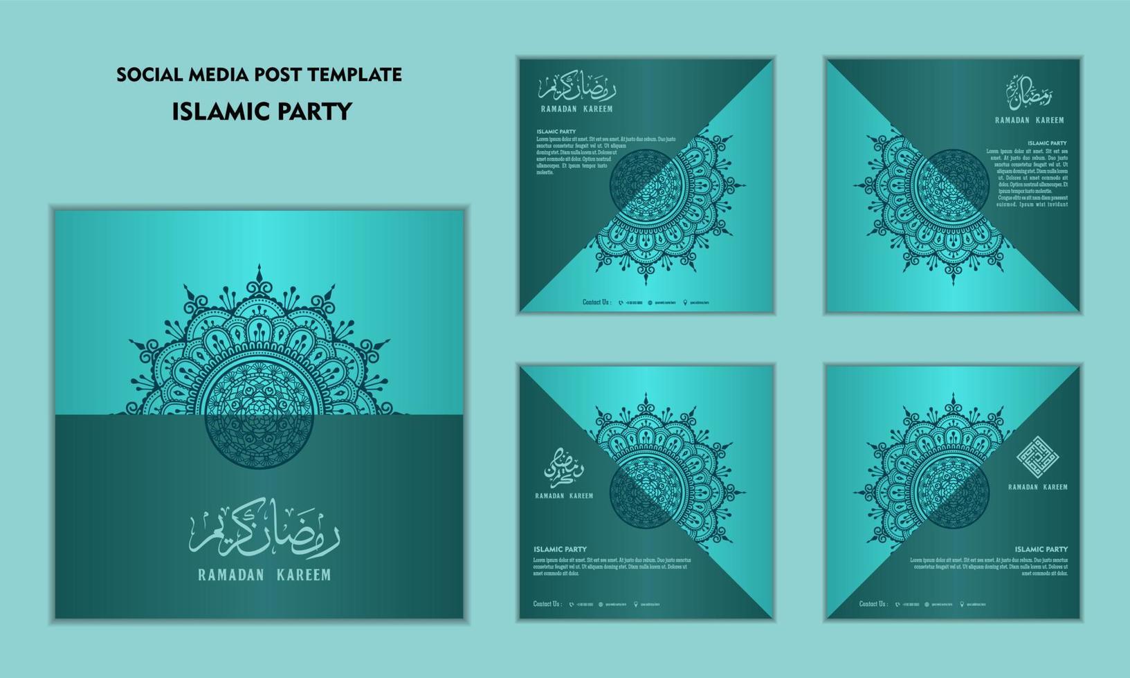 Set of social media post template for ramadan kareem and Good for and good for another islamic party vector