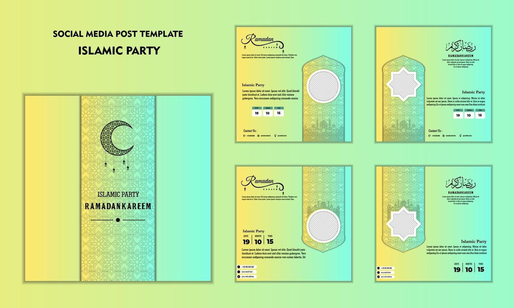 Set of social media post template for ramadan kareem and Good for and good for another islamic party vector