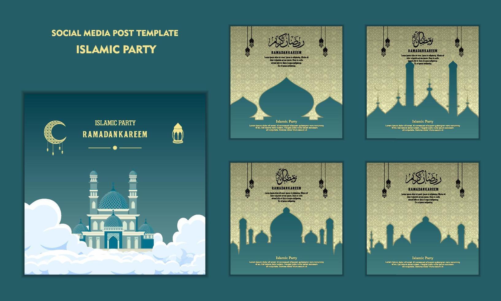 Set of social media post template for ramadan kareem and Good for and good for another islamic party vector