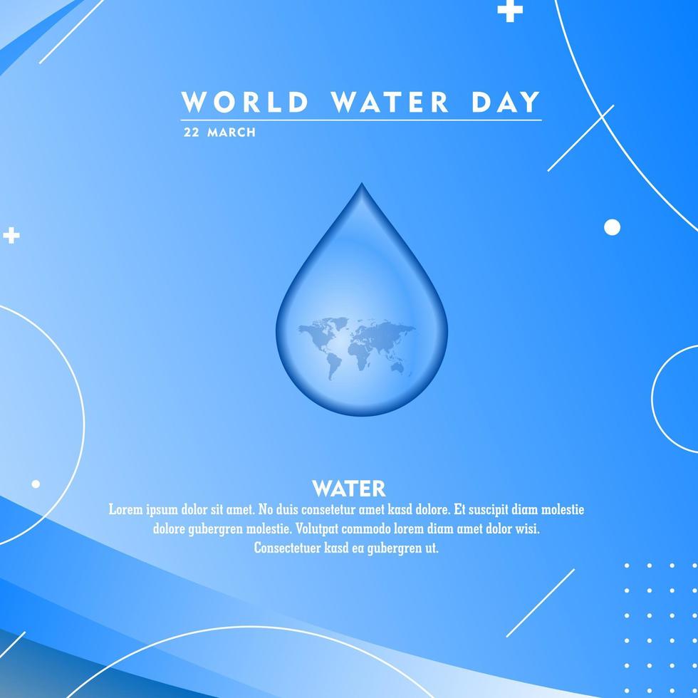 world water day background , greeting card or poster for campaign save water.  Save the water vector