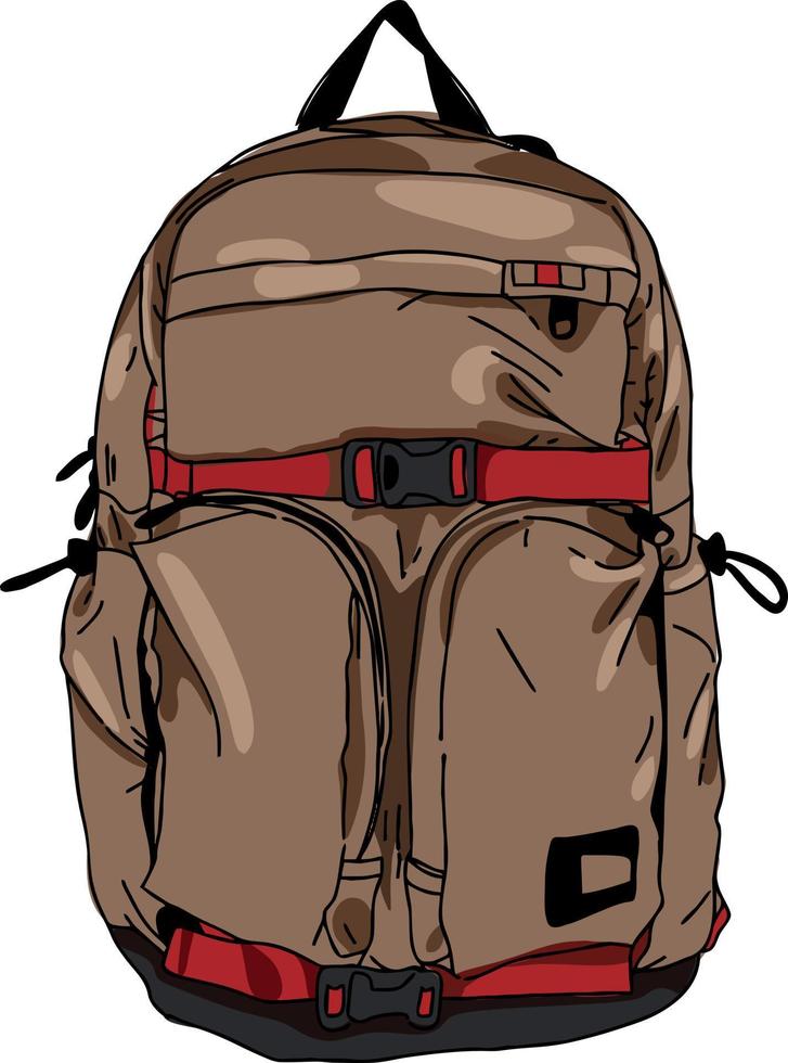 Brown travel backpack vector design