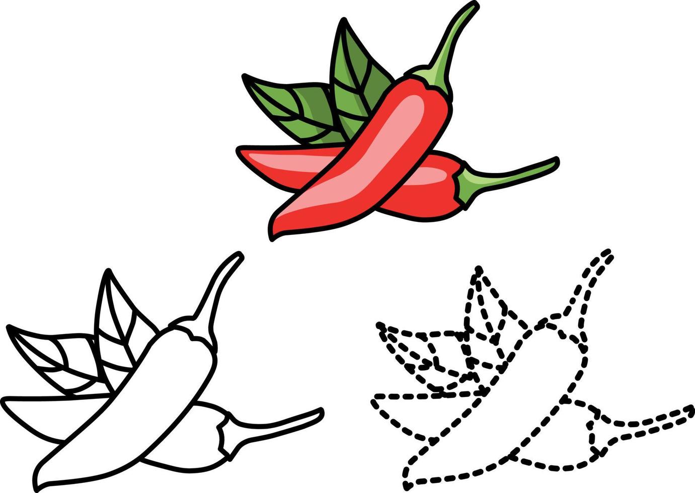 coloring pages of chili vegetables and fruits vector