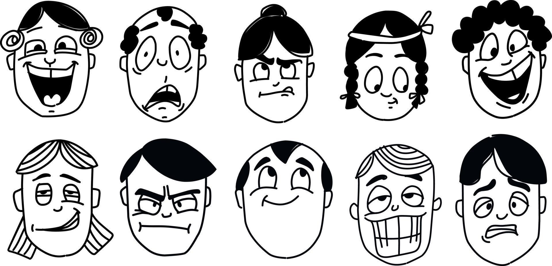 various cartoon expressions Illustration vector design