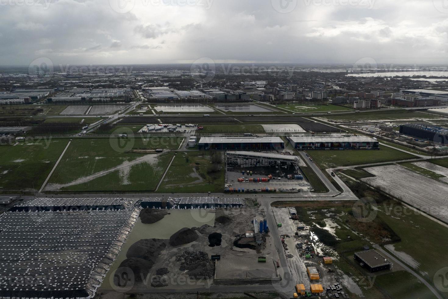 AMSTERDAM, NETHERLAND - FEBRUARY 26 2020 - Schipol airport aerial view panorama photo