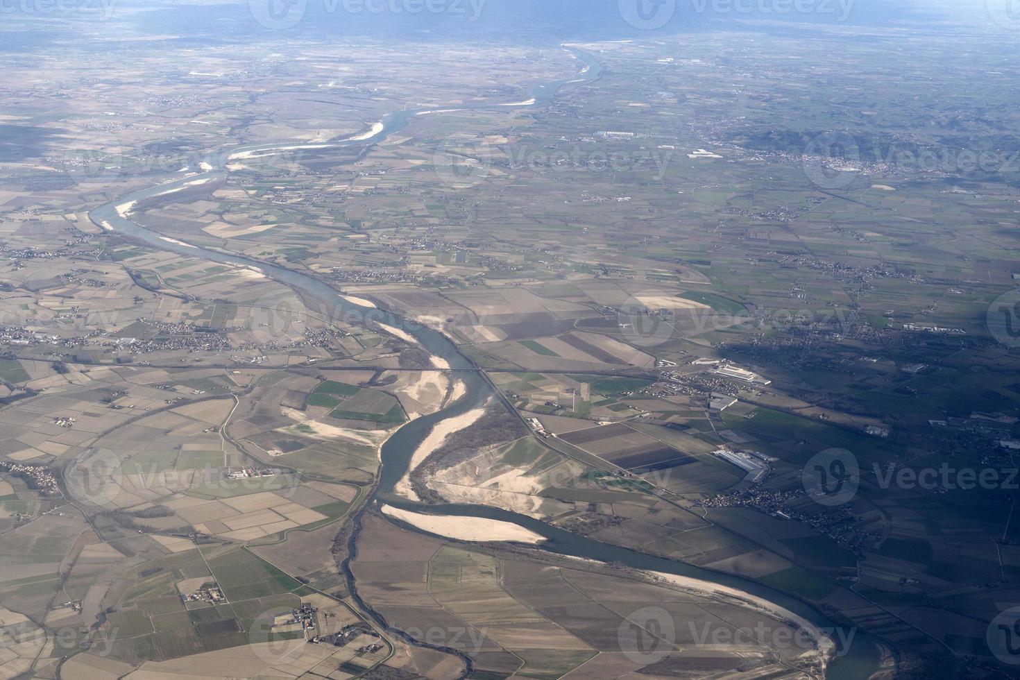 Po River Valley Italy aerial view panorama photo