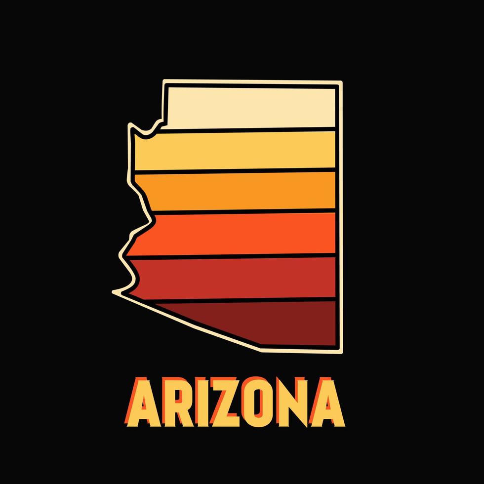 illustration vector of arizona map in sunset color perfect for print,etc.