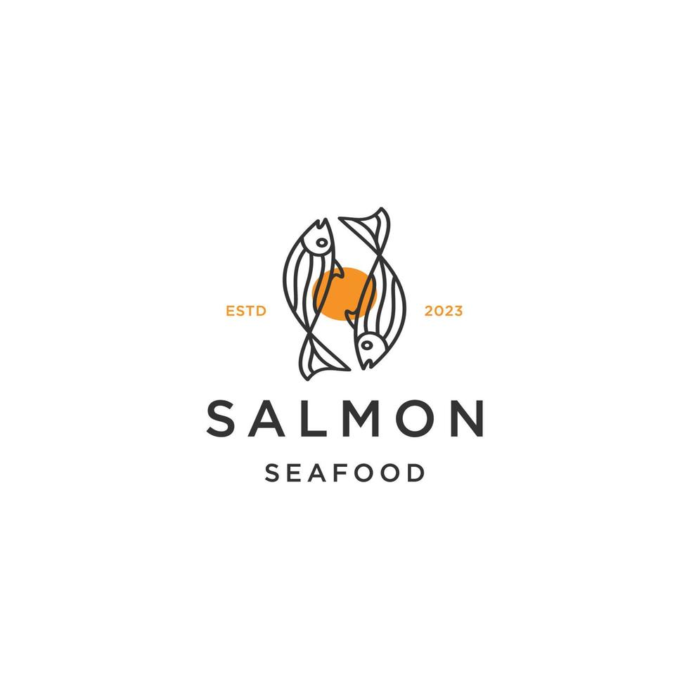 salmón monoline vector línea logo diseño para mar comida café restaurante
