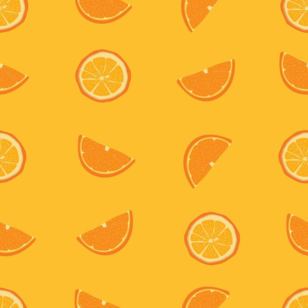 Orange and Leaf seamless pattern with orange background. vector