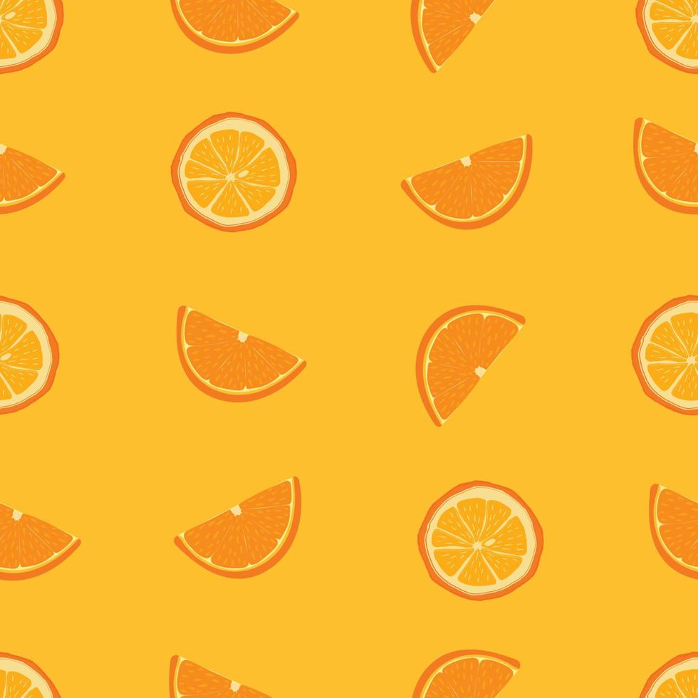 Orange and Leaf seamless pattern with orange background. vector