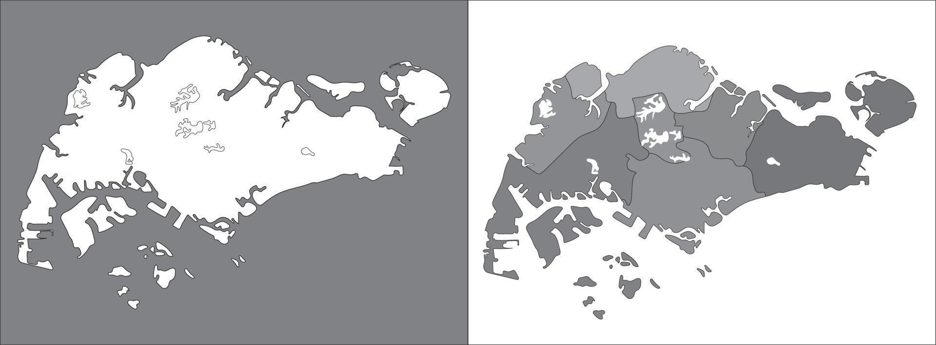Singapur mapa. Singapur mapa conjunto de gris y lagos vector