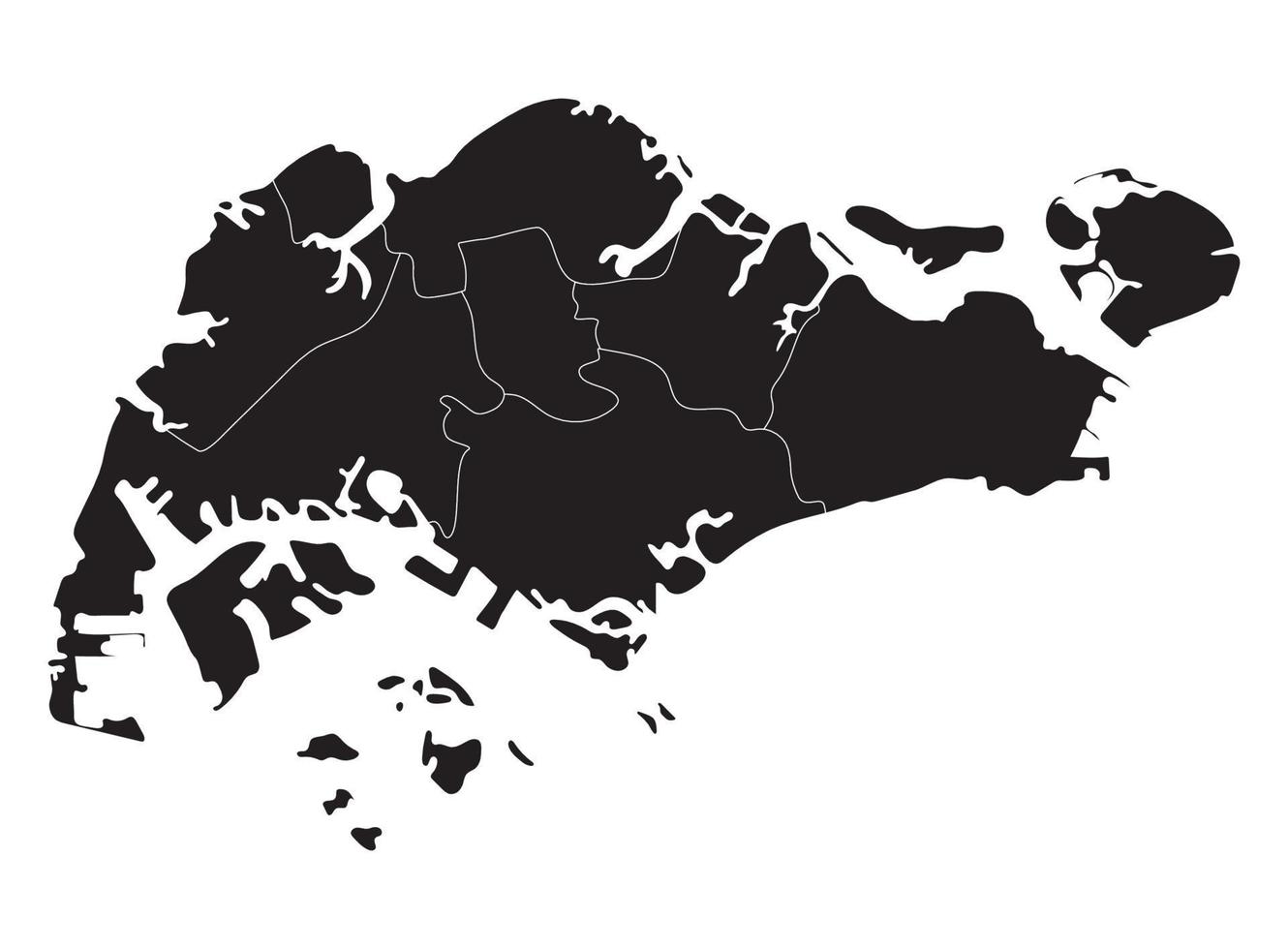 Singapore map high details with six regions on black color and white background vector