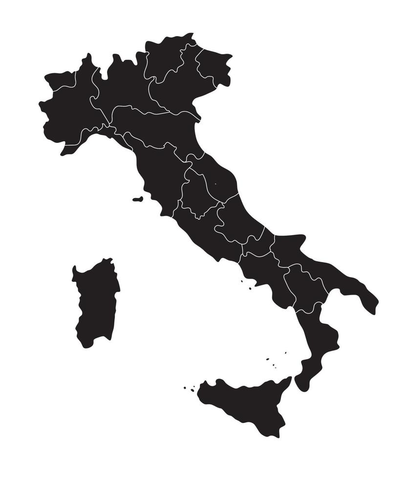 Italia mapa con el blanco negro administrativo región en blanco antecedentes. vector