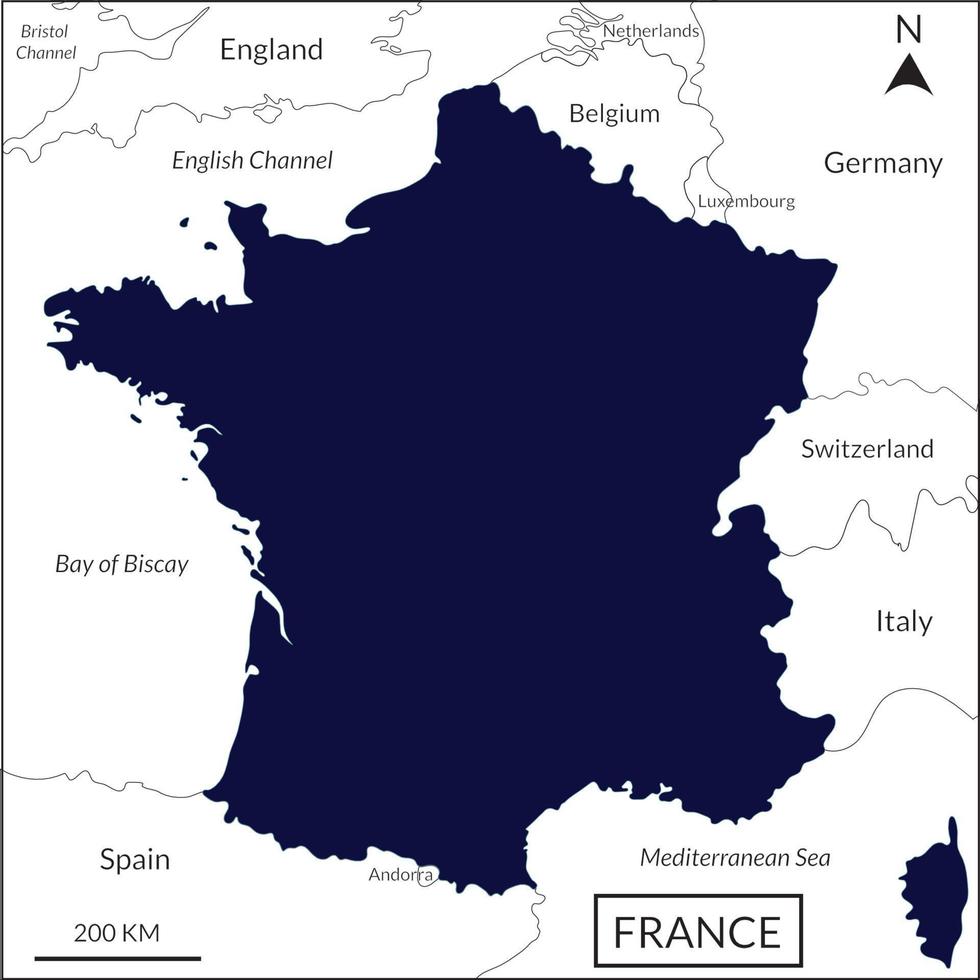 francés mapa. azul color vector