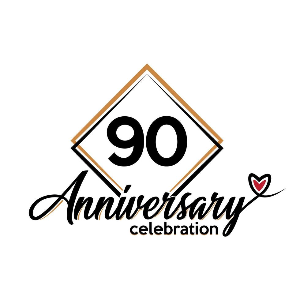 90 years anniversary celebration vector template design illustration