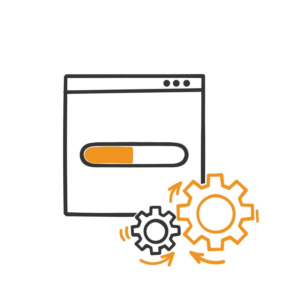 hand drawn doodle software configure system icon illustration vector