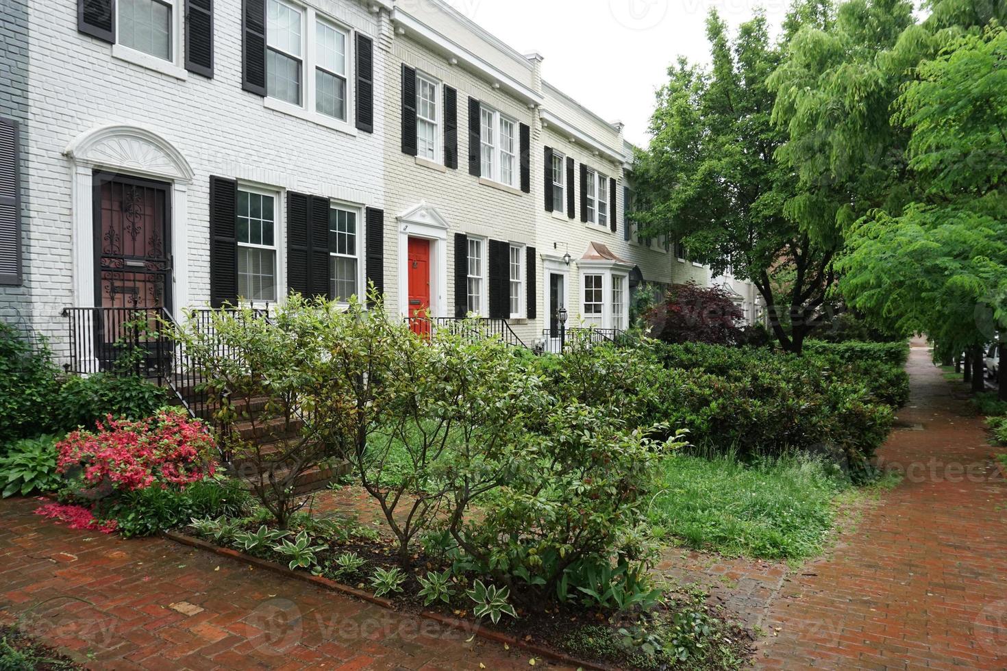 georgetown dc washington houses under the rain photo