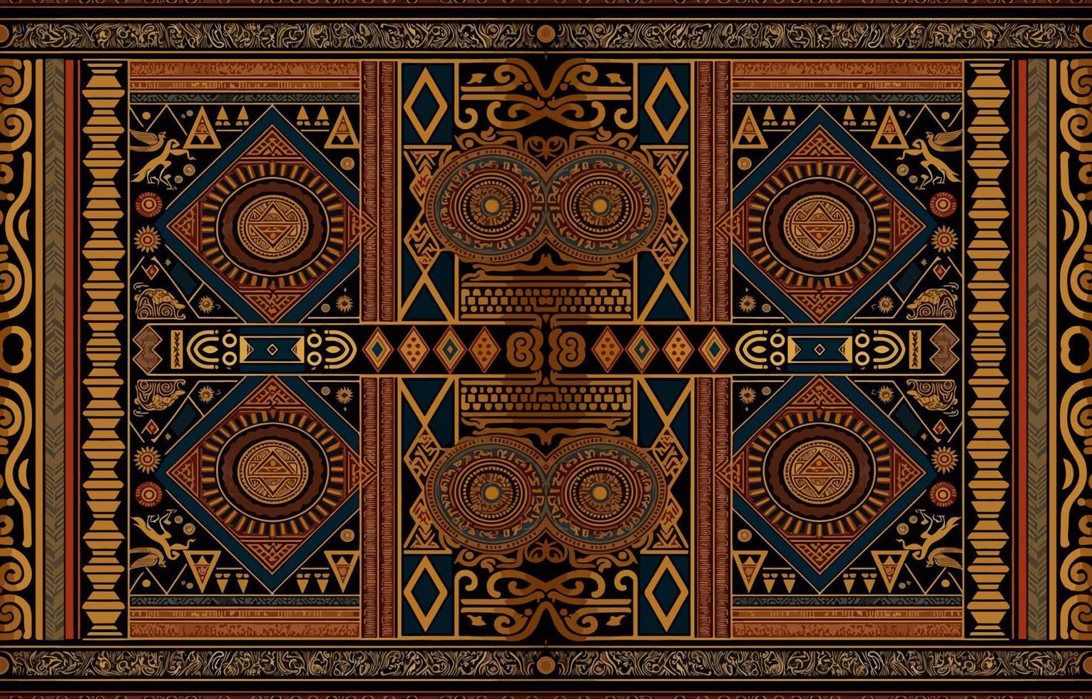 Egyptian fabric pattern. Abstract indigenous line art for ancient Egypt. Egyptian textile vector illustration ornate elegant luxury style. Art print design for clothing, carpet, wallpaper, backdrop.