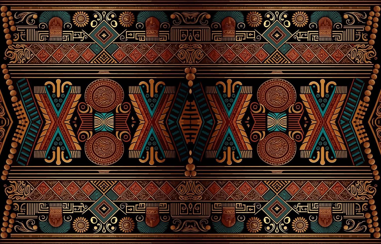 Egyptian fabric pattern. Abstract indigenous line art for ancient Egypt. Egyptian textile vector illustration ornate elegant luxury style. Art print design for clothing, carpet, wallpaper, backdrop.