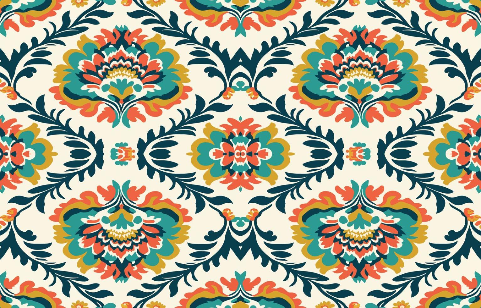 Floral seamless fabric pattern. Abstract fabric textile line graphic flower antique. Ethnic flowers vector ornate elegant luxury vintage retro style. Floral art print design for textile, clothing.