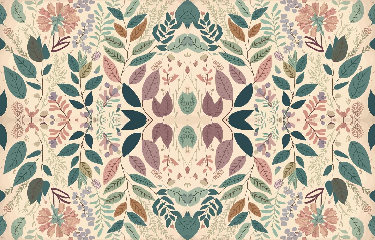 Floral seamless fabric pattern in pastel tone. Abstract fabric textile line graphic flower antique. Ethnic flowers vector ornate elegant luxury vintage retro style. Floral art print design for textile