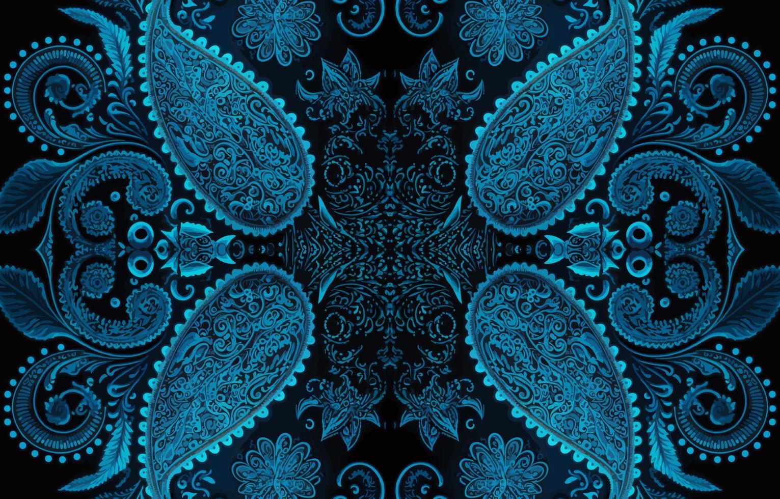Paisley seamless pattern blue tone. Abstract traditional folk antique ethnic tribal graphic paisley line. Texture textile fabric patterns vector illustration. Ornate elegant luxury vintage retro style