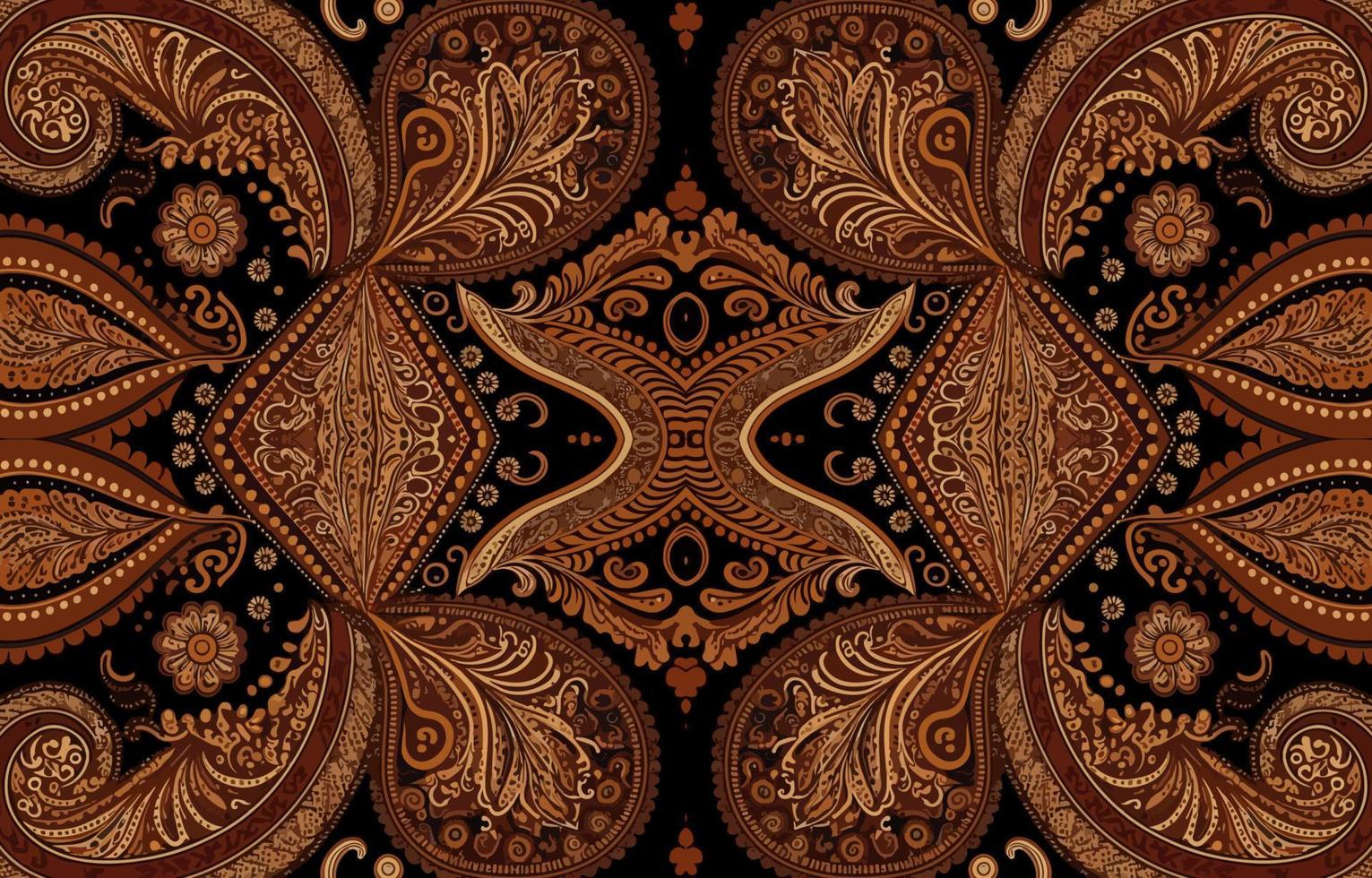 africano ikat cachemir sin costura modelo marrón tono. resumen tradicional gente antiguo gráfico cachemir línea. textura textil vector ilustración florido elegante lujo Clásico retro estilo.