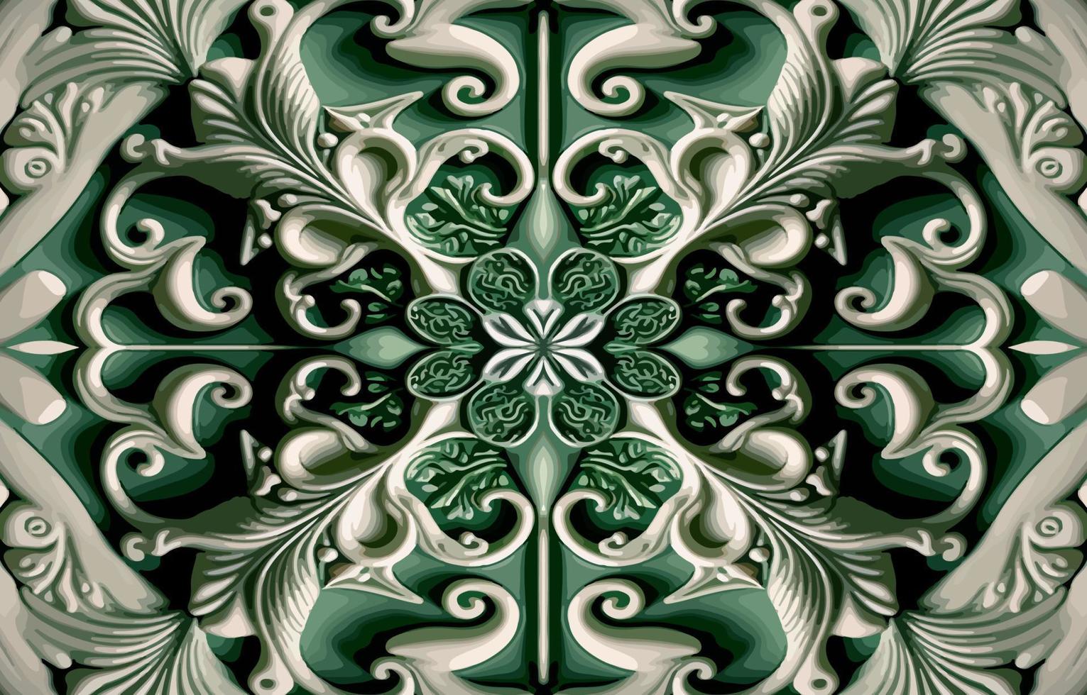 porcelana sin costura tela modelo brillante verde tono. resumen tradicional gente ikat antiguo porcelana gráfico línea. textura textil vector ilustración florido elegante lujo Clásico retro estilo.